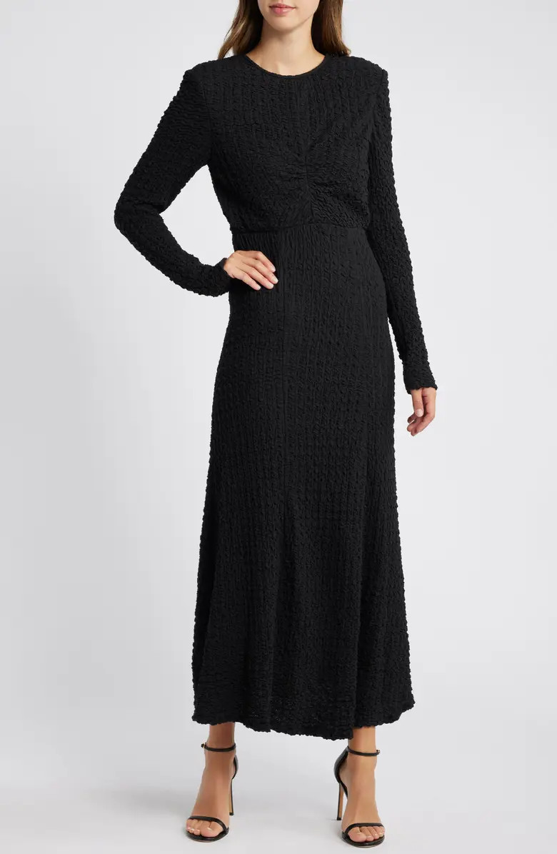 Textured Long Sleeve Midi Dress | Nordstrom