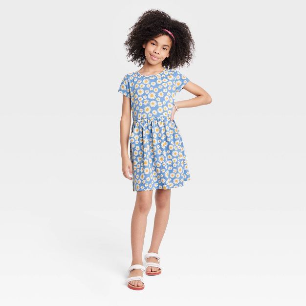 Girls' Printed Short Sleeve Knit Dress - Cat & Jack™ | Target