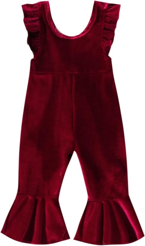 Infant Toddler Baby Girl Velvet Romper Jumpsuit Overalls Bell Bottom Pants Fall Suspender Legging... | Amazon (US)