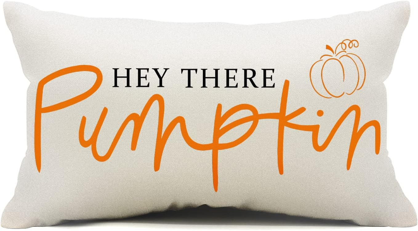 Fall Throw Pillow Cover 12x20 inch Hey There Pumpkin Cushion Cover Autumn Decor Fall Pumpkins Pil... | Amazon (US)