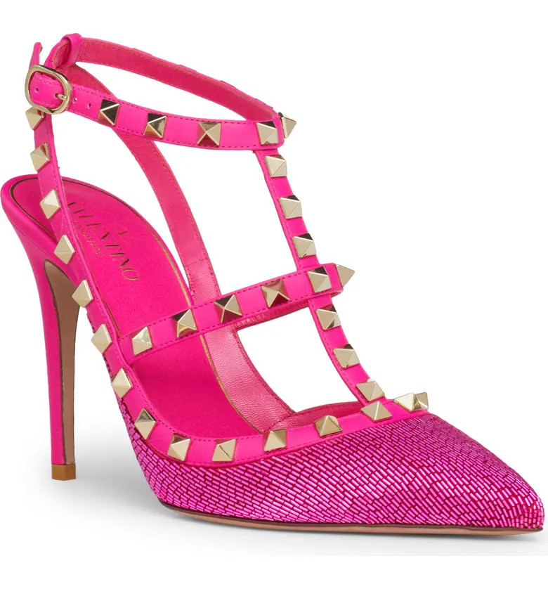 Valentino Garavani Rockstud Beaded Pointed Toe Pump | Nordstrom | Nordstrom