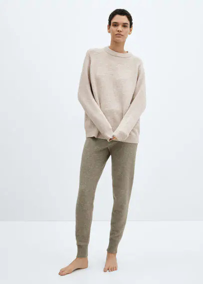 MANGO - Cotton-linen round-neck knitted sweater beige - M - Woman | Mango (US/MX/AU)