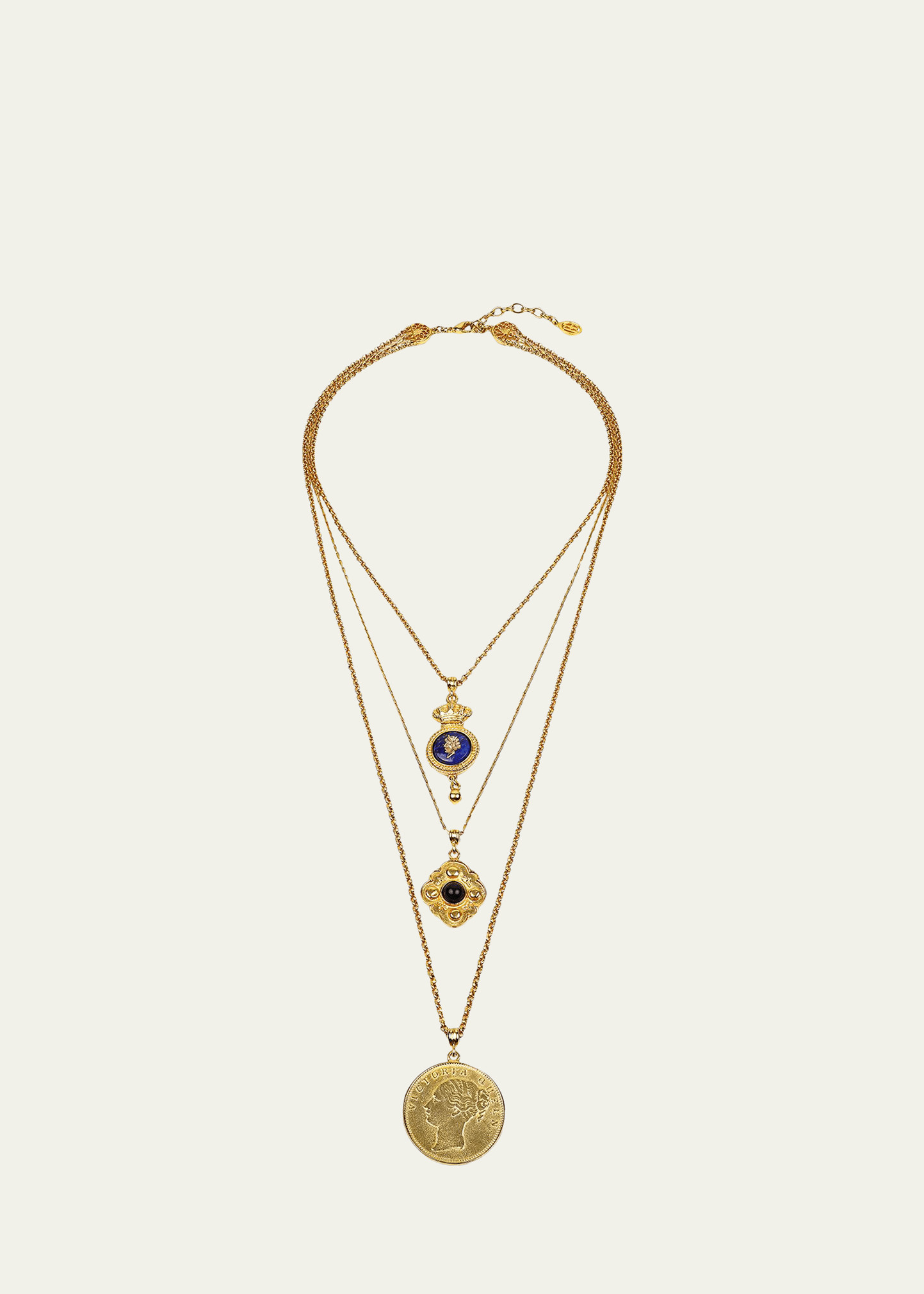 Ben-Amun 24k Gold Electroplate Triple Charms Necklace | Bergdorf Goodman