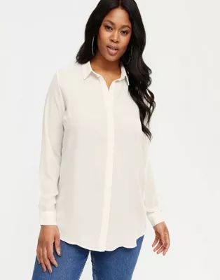 New Look Curve classic button down blouse in white | ASOS (Global)