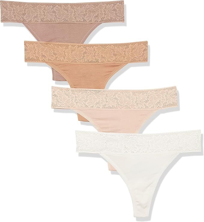 Amazon Essentials Women's Standard Modal with Lace Panty (Thong or Bikini), Pack of 4 | Amazon (US)