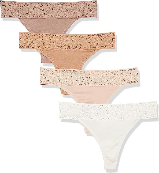 Amazon Essentials Women's Standard Modal with Lace Panty (Thong or Bikini), Pack of 4 | Amazon (US)