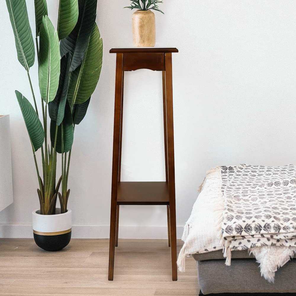 Amazon.com: Wayborn Cedar Brown Birchwood Smooth Finish Pedestal Plant Stand, 11.5\u2033X11.5\u2033X39\u2033, Assembly Required, Wooden pedestal : Patio, Lawn & Garden | Amazon (US)