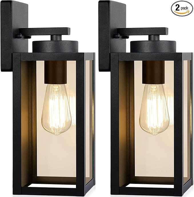 Outdoor Wall Light Fixtures, Exterior Waterproof Wall Lanterns, Porch Sconces Lighting with E26 S... | Amazon (US)