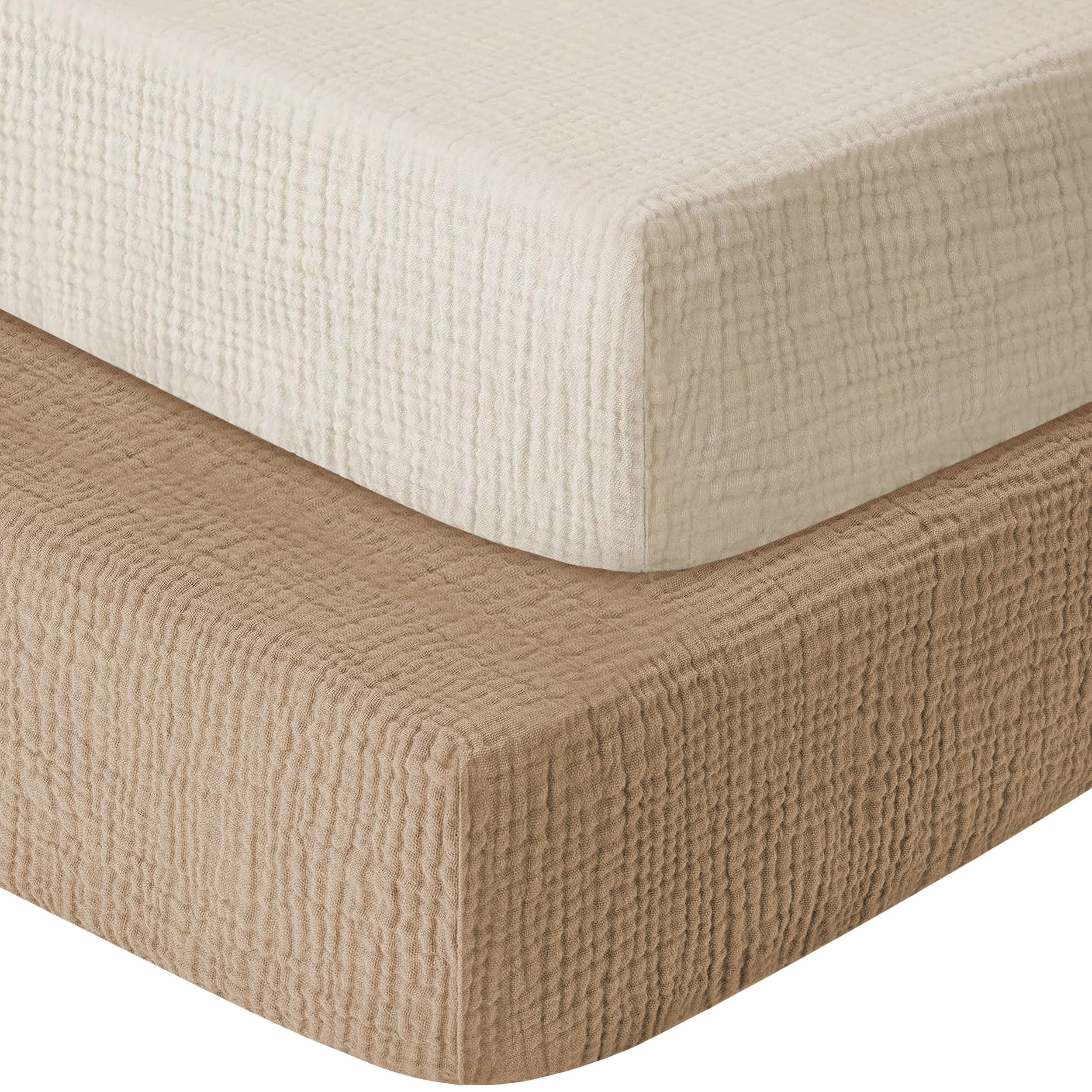 Muslin Crib Sheets for Boys Girls 100% Cotton Fitted Baby Crib Sheet 2 Pack Soft and Breathable f... | Amazon (US)