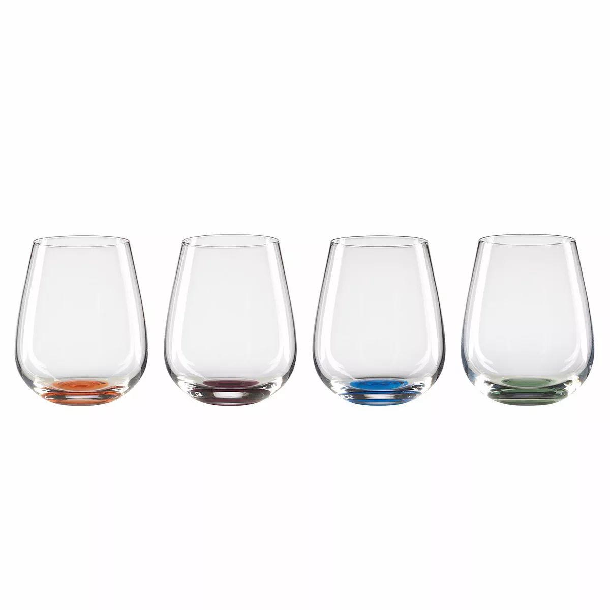 Oneida Colorful Bottom Stemless Wine Glasses 4-piece Set | Kohl's