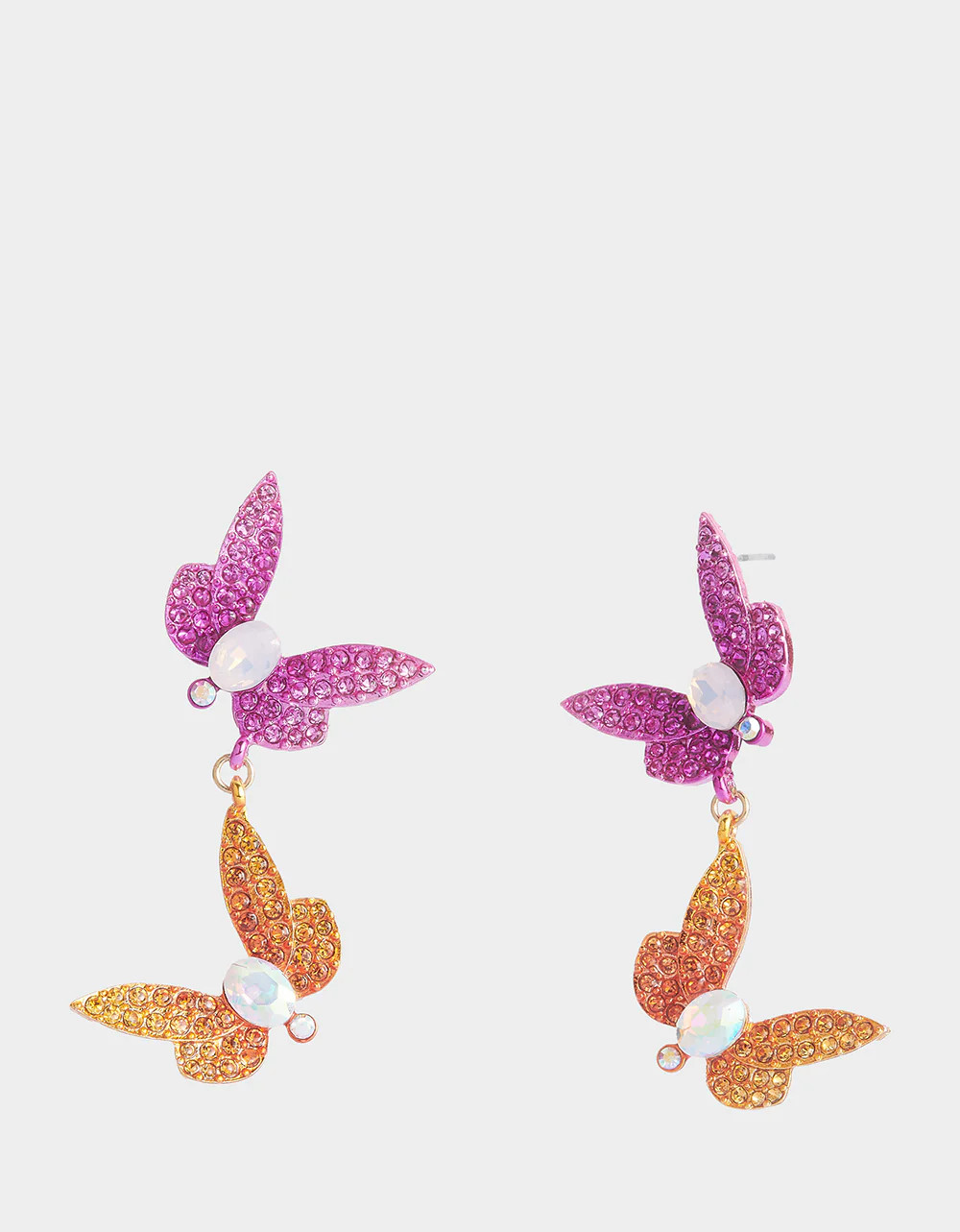 GARDEN GLAM DRAGONFLY DOUBLE DROP EARRINGS MULTI Women's Dragonfly Drop Earrings | Betsey Johnson