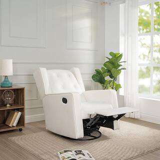 White, Microfiber Swivel Glider Recliner Rocker, Nursery Glider Recliner Nursery Chair, Gliding S... | The Home Depot
