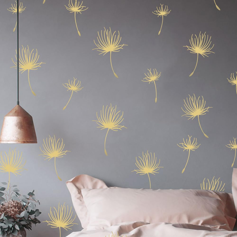 Runtoo Dandelion Wall Art Decal Boho Floral Leaves Metallic Gold Flower Wall Stickers for Nursery... | Amazon (US)