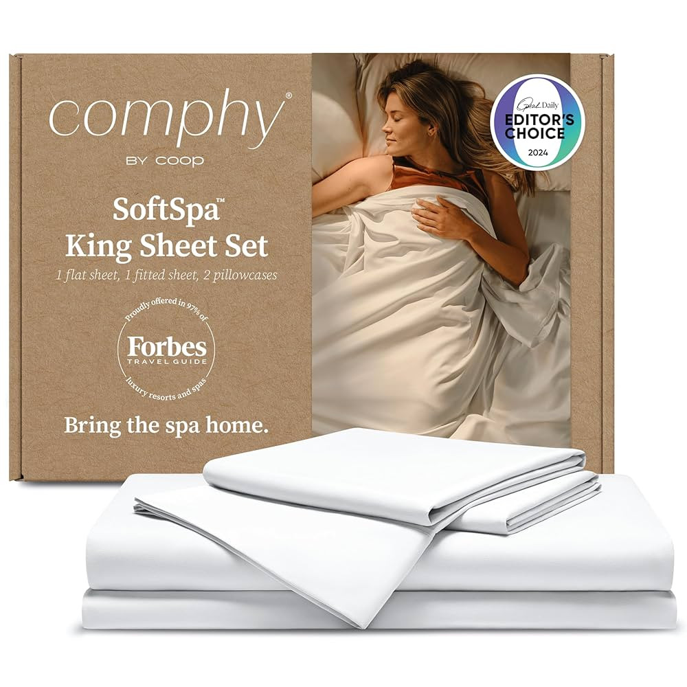 Coop Home Goods Comphy SoftSpa Bed Sheet Set of 4 Pieces, White King, Super Soft King Sheets, Fla... | Amazon (US)
