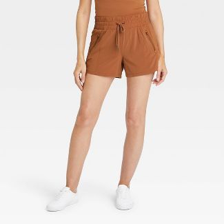 Women&#39;s Stretch Woven Mid-Rise Shorts 4&#34; - All in Motion&#8482; Chestnut XS | Target