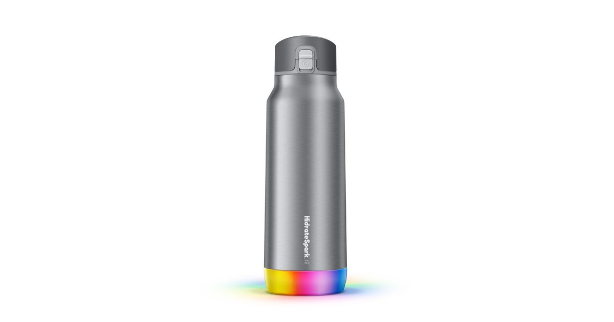 HidrateSpark PRO STEEL - 32 oz. Smart Water Bottle + Bonus Straw Lid - Silver | Apple (US)