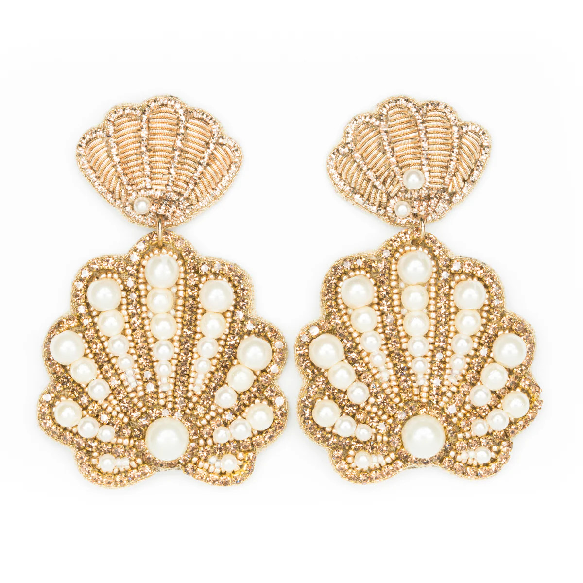 Gold and Pearl Seashell Earrings - Larger Size | Beth Ladd Collections