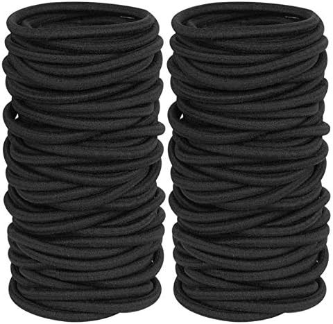 120 Pieces Black Hair Ties for Thick and Curly Hair Ponytail Holders Hair Elastic Band for Women ... | Amazon (US)