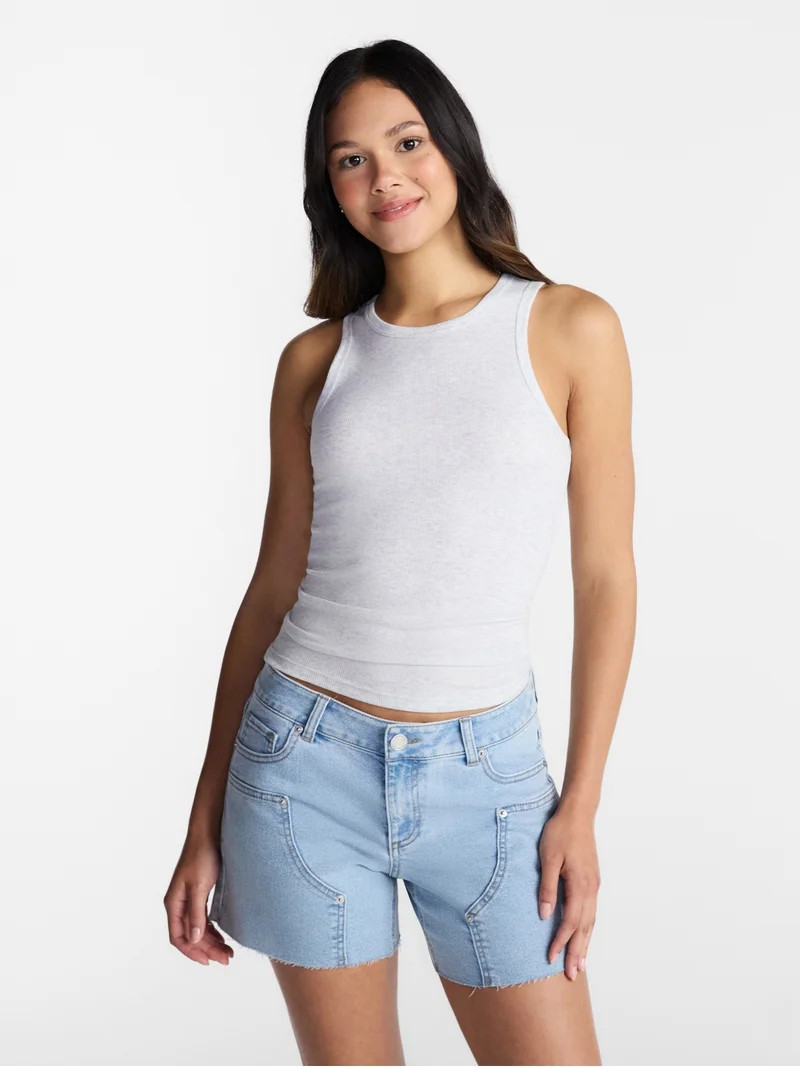 No Boundaries Ribbed High Neck Tank Top, Women's XXS-XXL | Walmart (US)