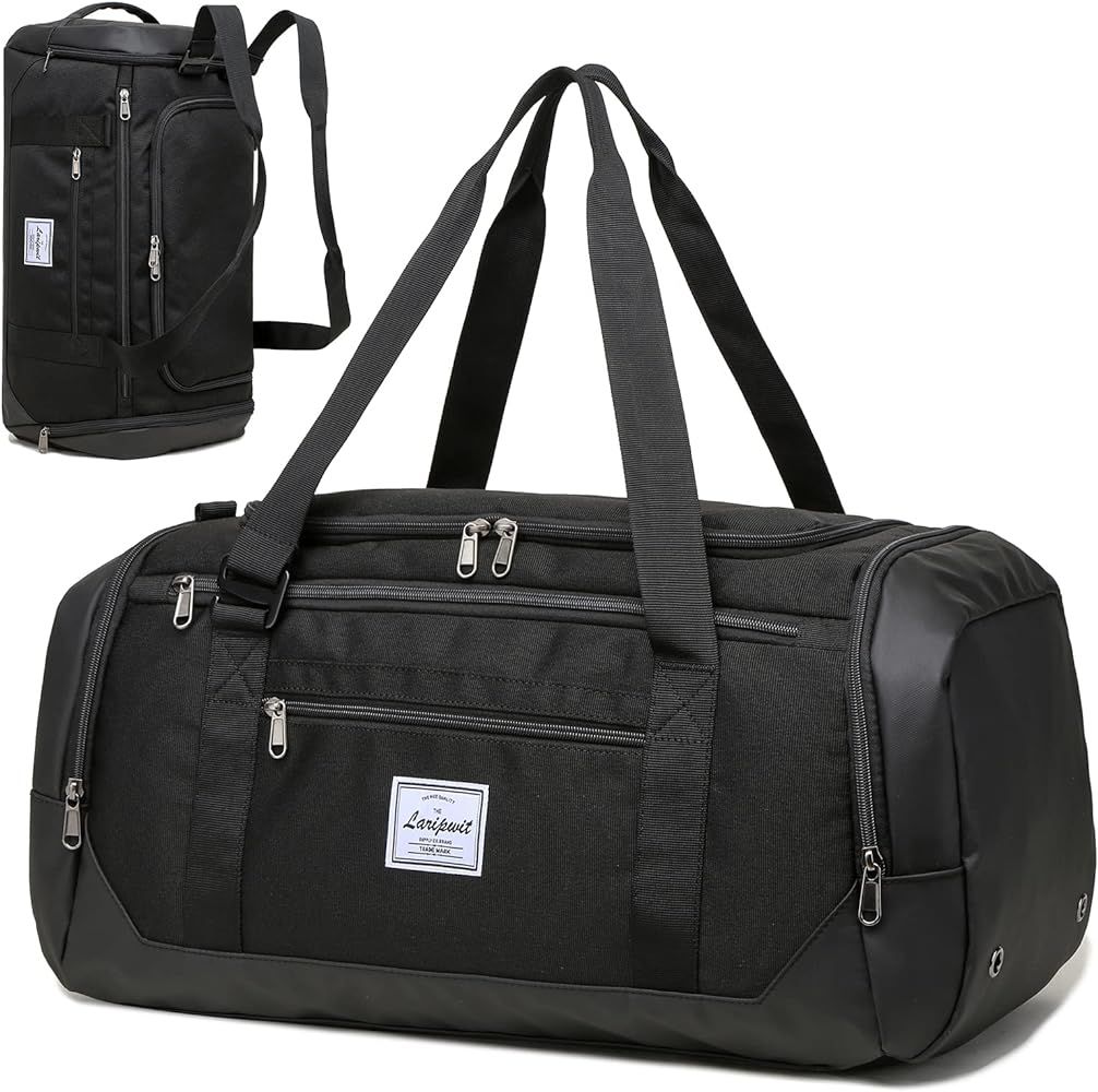 Laripwit Travel Duffle Bag for men 40L Medium Sports Gym Bag with Wet Pocket & Shoes Compartment Wee | Amazon (US)