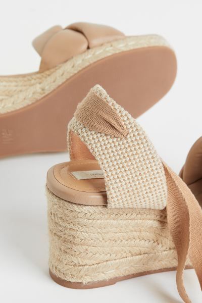 Wedge-heel Leather Espadrille Sandals | H&M (US + CA)