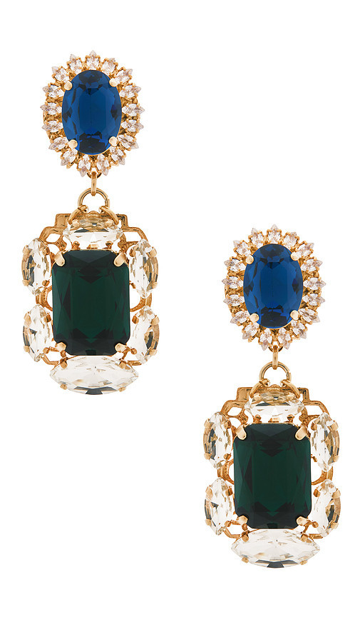 Anton Heunis Omega Clasp With Square Pendant Earrings in Blue. | Revolve Clothing (Global)
