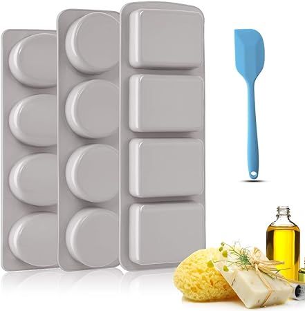 Silicone Soap Making Molds Handmade: 12 Cavities Reusable Cake Pan Mold for Baking Biscuit Chocol... | Amazon (US)