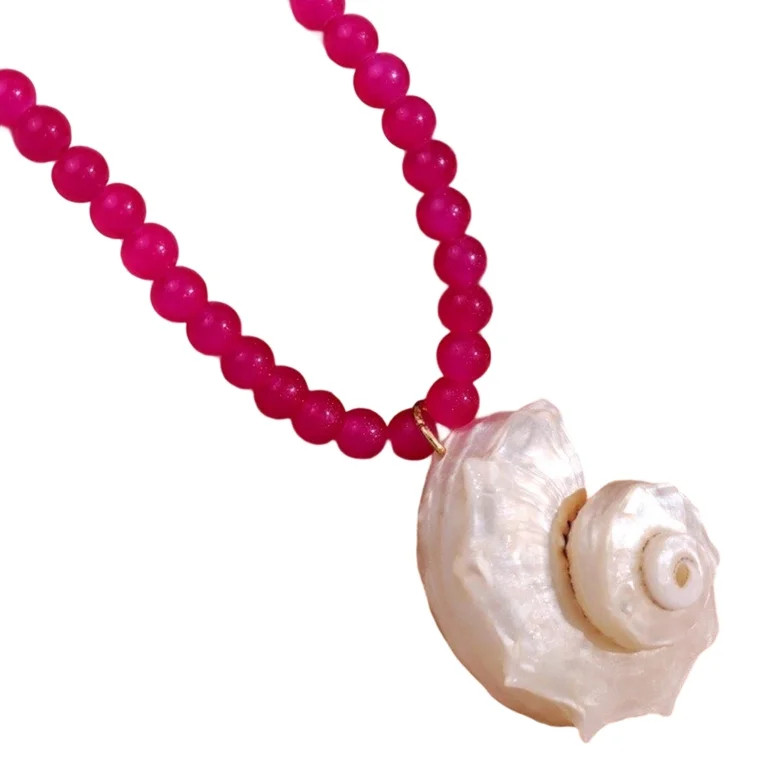 Natural Conch Shell Necklace Handcraft Oceanics Jewelry Portable Beach Accessory for Women and Me... | Walmart (US)
