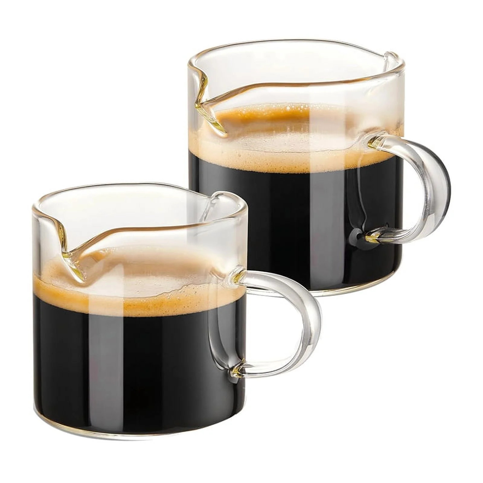 Espresso Cups Set of 2, 4 OZ Double Spouts Cups, Espresso Shot Glasses, Milk Cup with Handle, Cle... | Walmart (US)