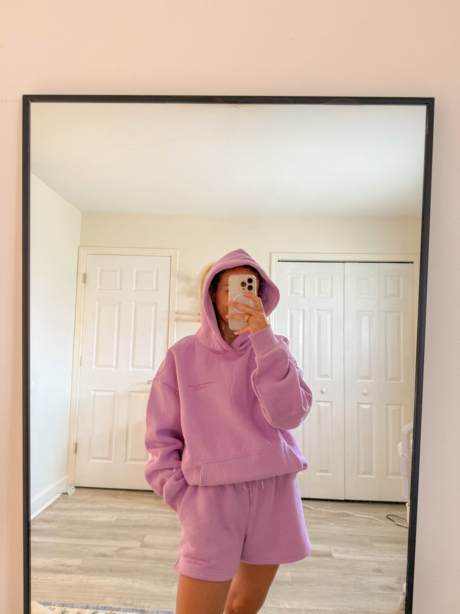 summer matching sweat set, oversized hoodie, lounge shorts, errands outfit 

#LTKSummerEdit