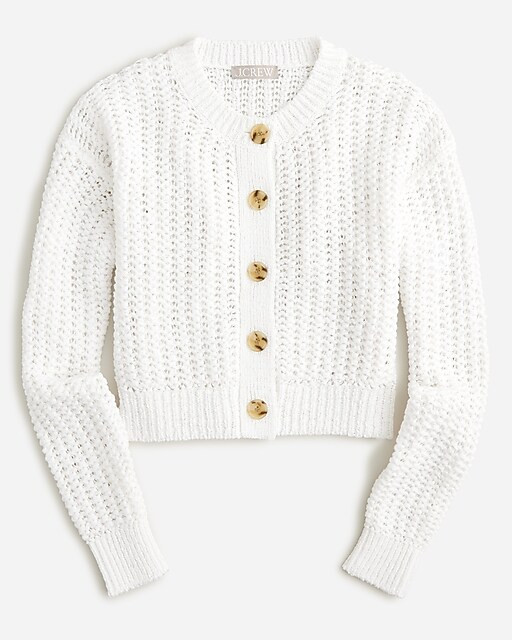 Cropped cardigan sweater in textured pointelle | J. Crew US