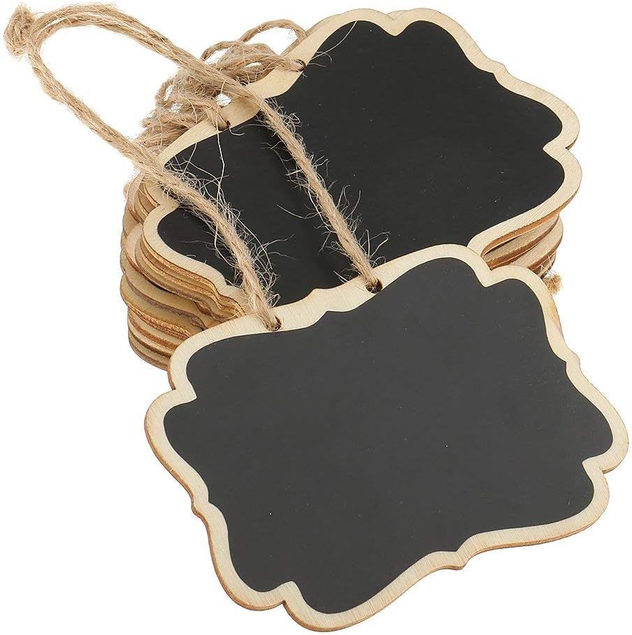 Amazon.com: 12pcs Mini Chalkboard Double-Sided Wooden Small Blackboard with Hanging String for Me... | Amazon (US)
