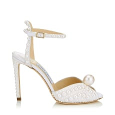 White Satin Sandals with All Over Pearls | Jimmy Choo (US)