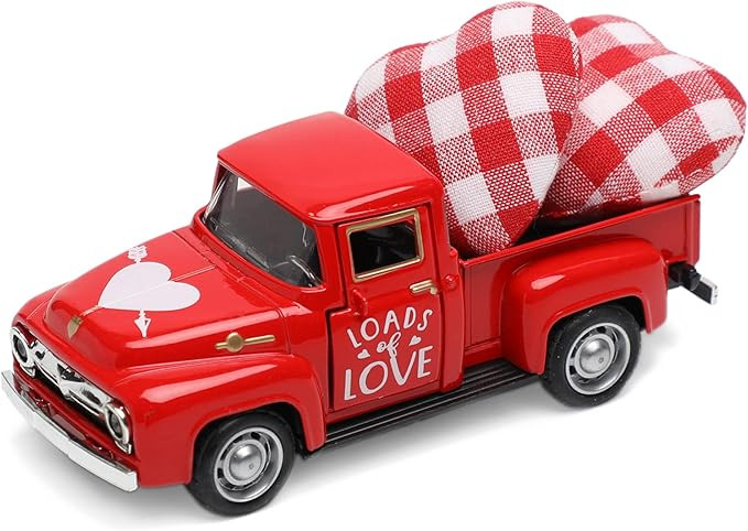 Valentine's Day Metal Farm Truck Tiered Tray Decor, Fall Farmhouse Vintage Diecast Truck Decor Mo... | Amazon (US)