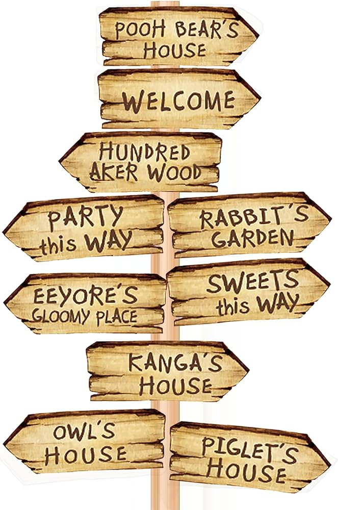 20PCS Winnie Arrow Signs Double-Side Directional Sign For Classic Pooh Baby Shower Decorations Wi... | Amazon (US)