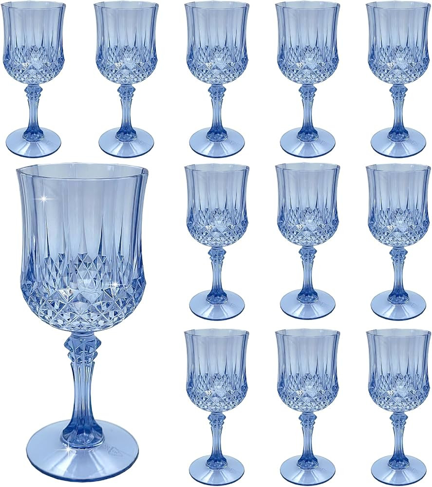 Plastic Wine Glasses，Plastic Goblets Vintage Style Cordial Drinking Glasses for Wedding Recepti... | Amazon (US)