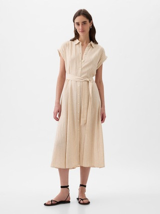 Linen-Blend Midi Shirtdress | Gap (US)