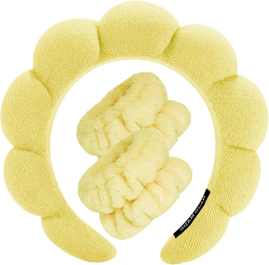 Spa Headbands for Washing Face Wristband Set Sponge Makeup Skincare Headband Wrist Towels Bubble ... | Amazon (US)