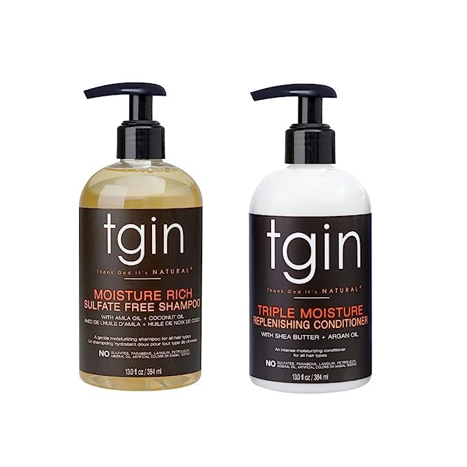 tgin Moisture Rich Sulfate Free Shampoo For Natural Hair - Dry Hair - Curly Hair (2 Pack, Duo) | Amazon (US)