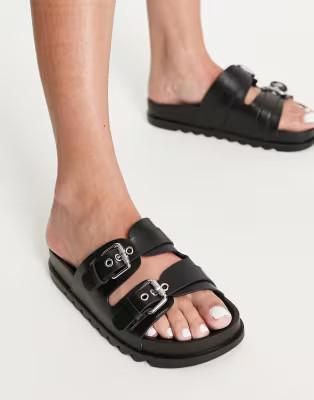 Glamorous double buckle slides in black | ASOS (Global)