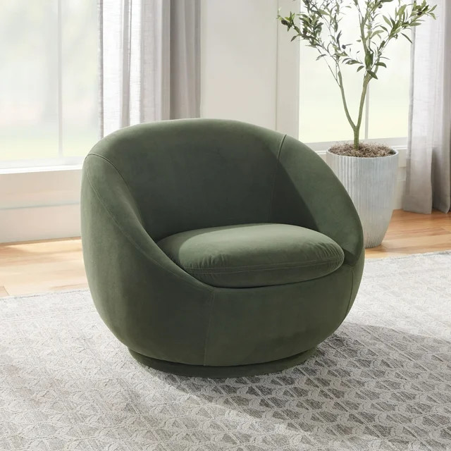 Better Homes & Gardens Mira Swivel Chair, Olive Velvet | Walmart (US)