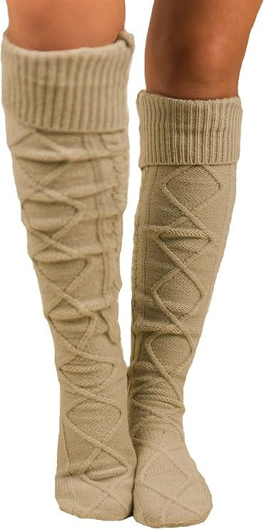 Floral Find Women's Cable Knit Knee-High Winter Boot Socks Extra Long Thigh Leg Warmers Stocking | Amazon (US)