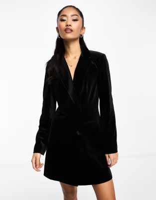 Miss Selfridge – Blazer-Abendkleid aus Samt in Schwarz | ASOS | ASOS (Global)