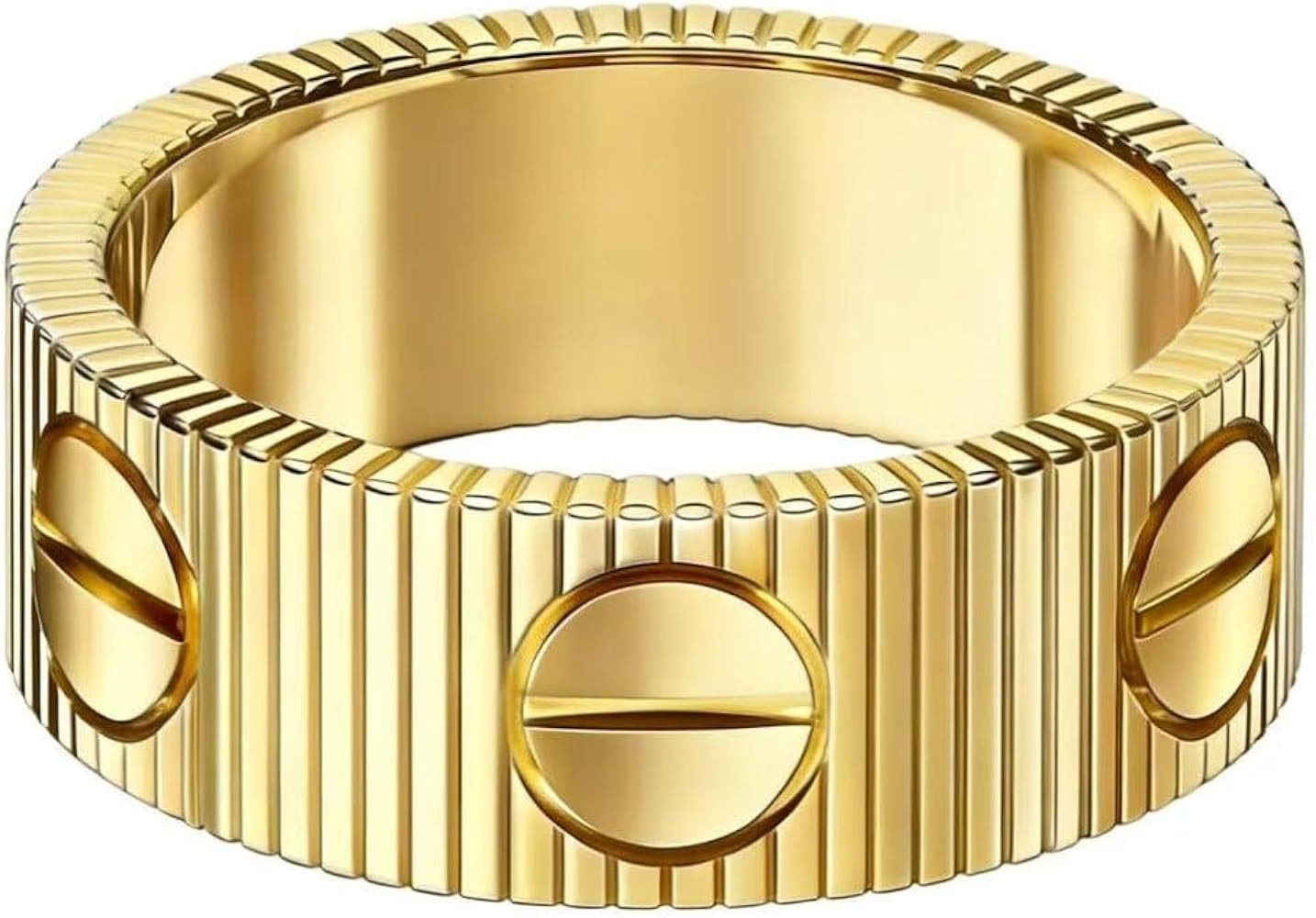 18k Gold Ring for Men Women Striped Rings Titanium Steel Love Rings Marriage Proposal Gifts Weddi... | Amazon (US)