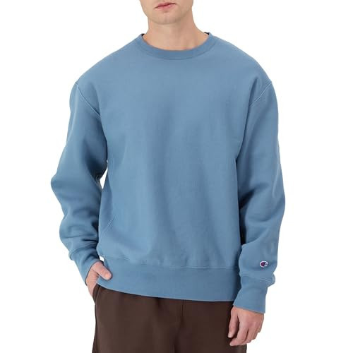 Champion Crewneck, Reverse Weave, Heavyweight Fleece Sweatshirt for Men, Washed Antique Blue | Amazon (US)