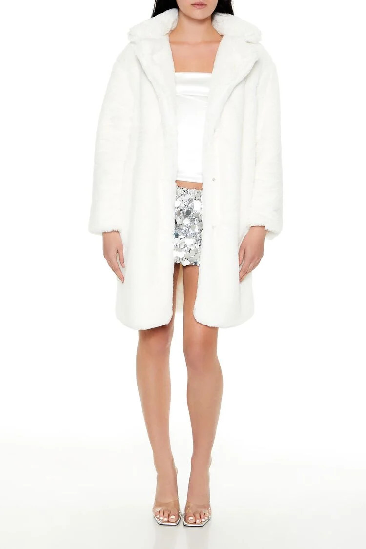 Faux Fur Open-Front Longline Coat | Forever 21