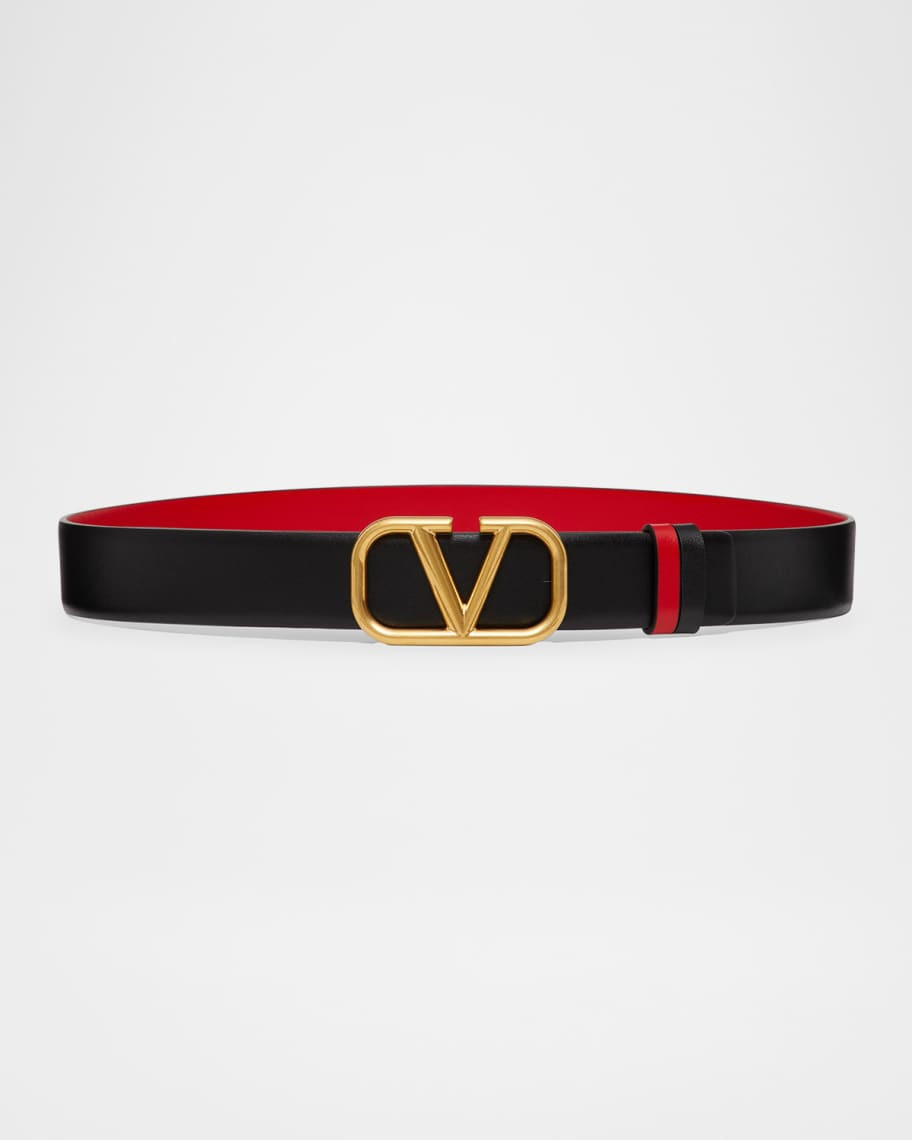 VLogo Signature Reversible Leather Belt, 30mm | Neiman Marcus