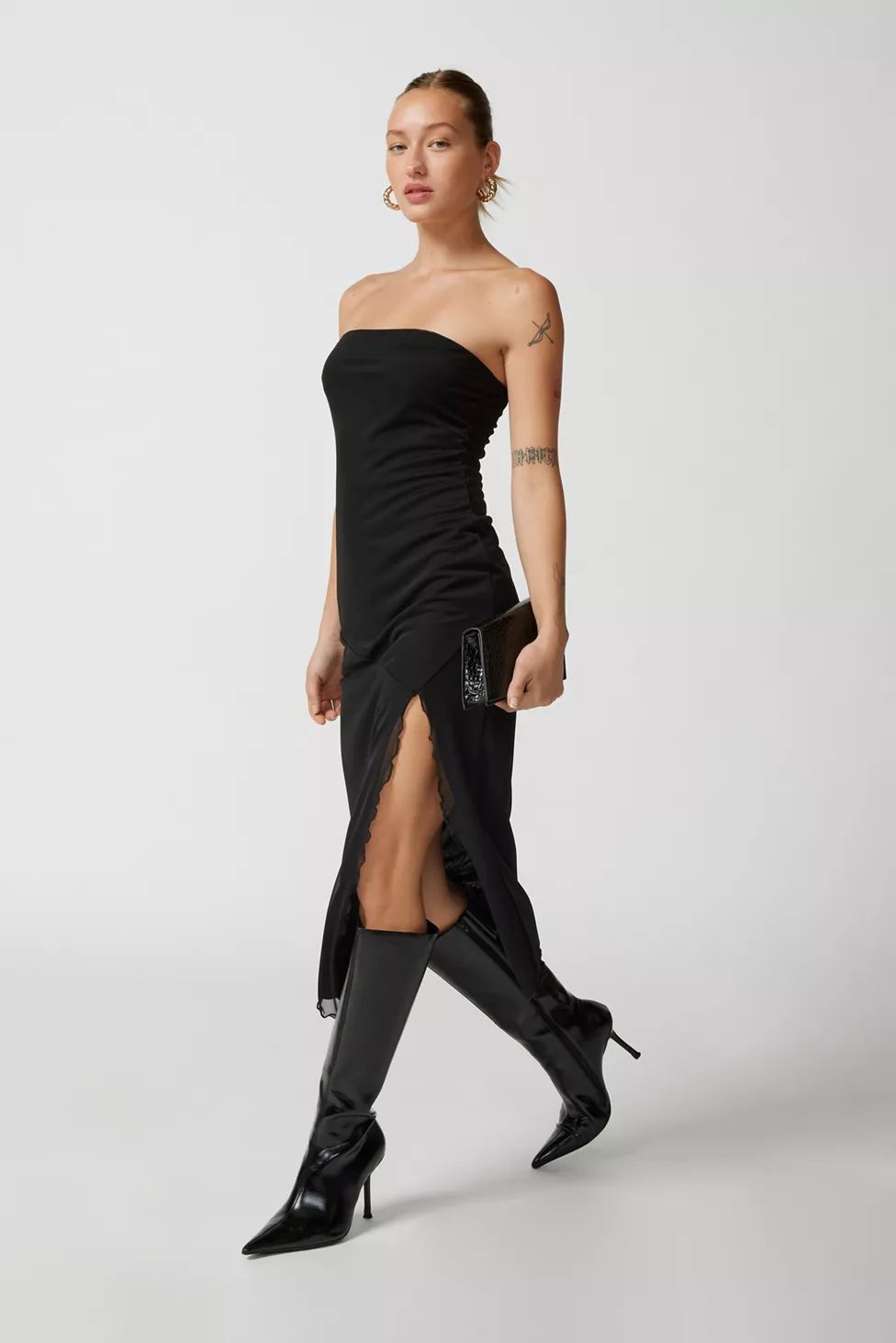 UO Samara Mesh Strapless Midi Dress | Urban Outfitters (US and RoW)