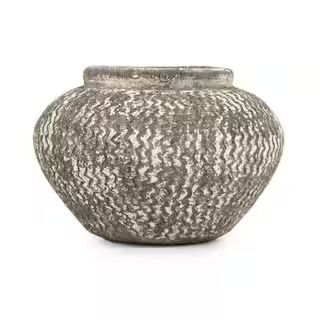 Zentique Cement Wavy Grey Small Decorative Vase-9917S A866 - The Home Depot | The Home Depot