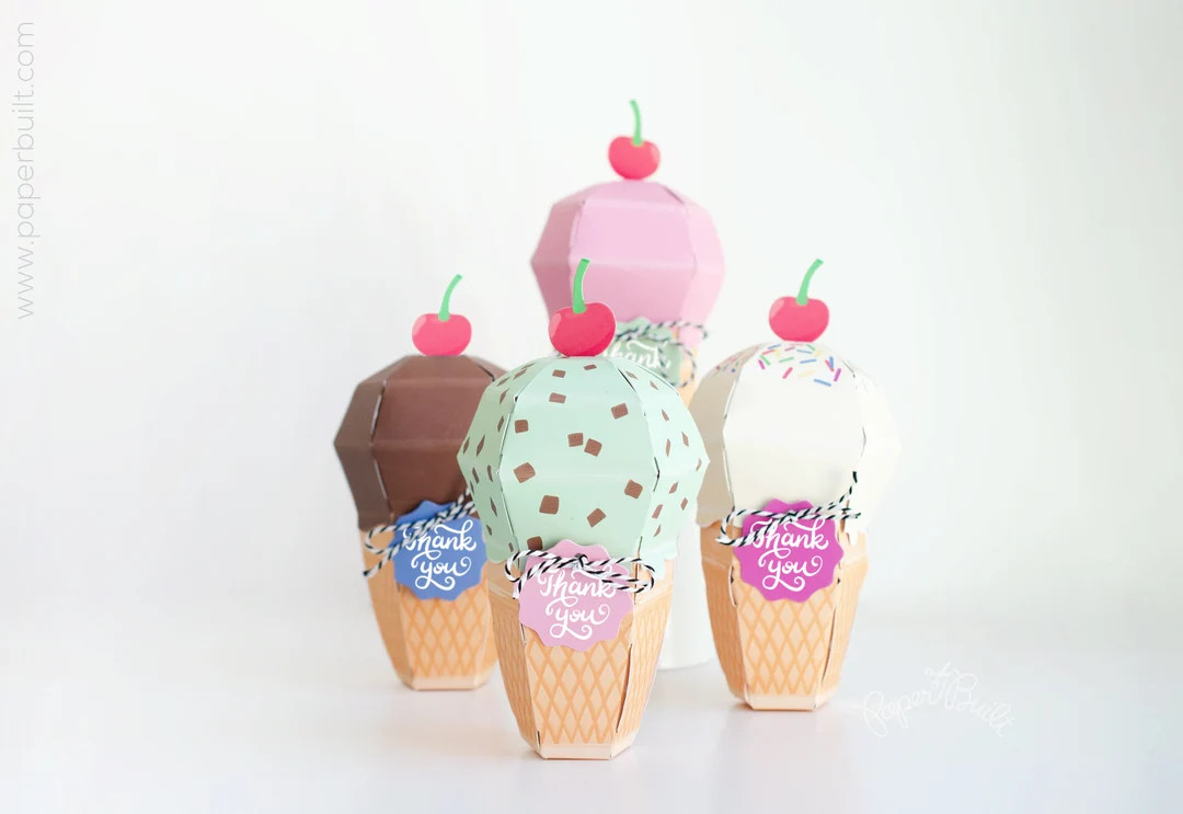 Ice Cream Cone Box, Ice Cream Social Party Supplies, Summer Favor Box, Paper Ice Cream Scoop Box,... | Etsy (US)